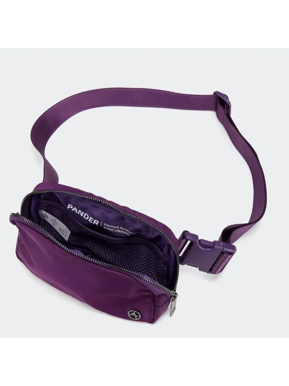 Men's Dark Magenta Crossbody Belt Bag Wide Zipper Adjustable Strap 3-Pockets